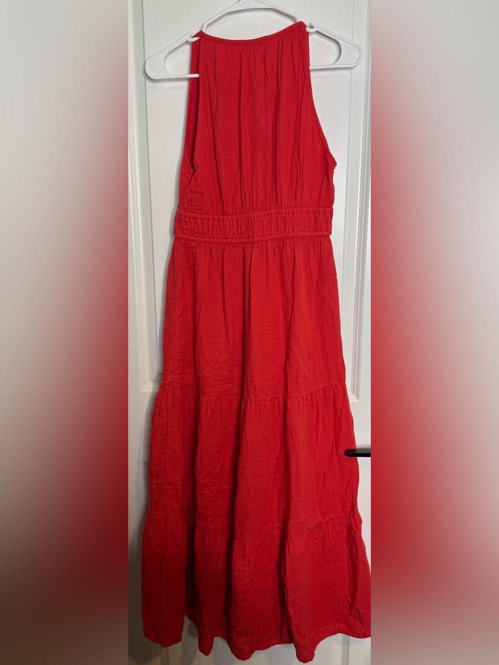 Old Navy Red Sleeveless Tie-Neck Maxi Dress size 100% cotton - Picture 4 of 4
